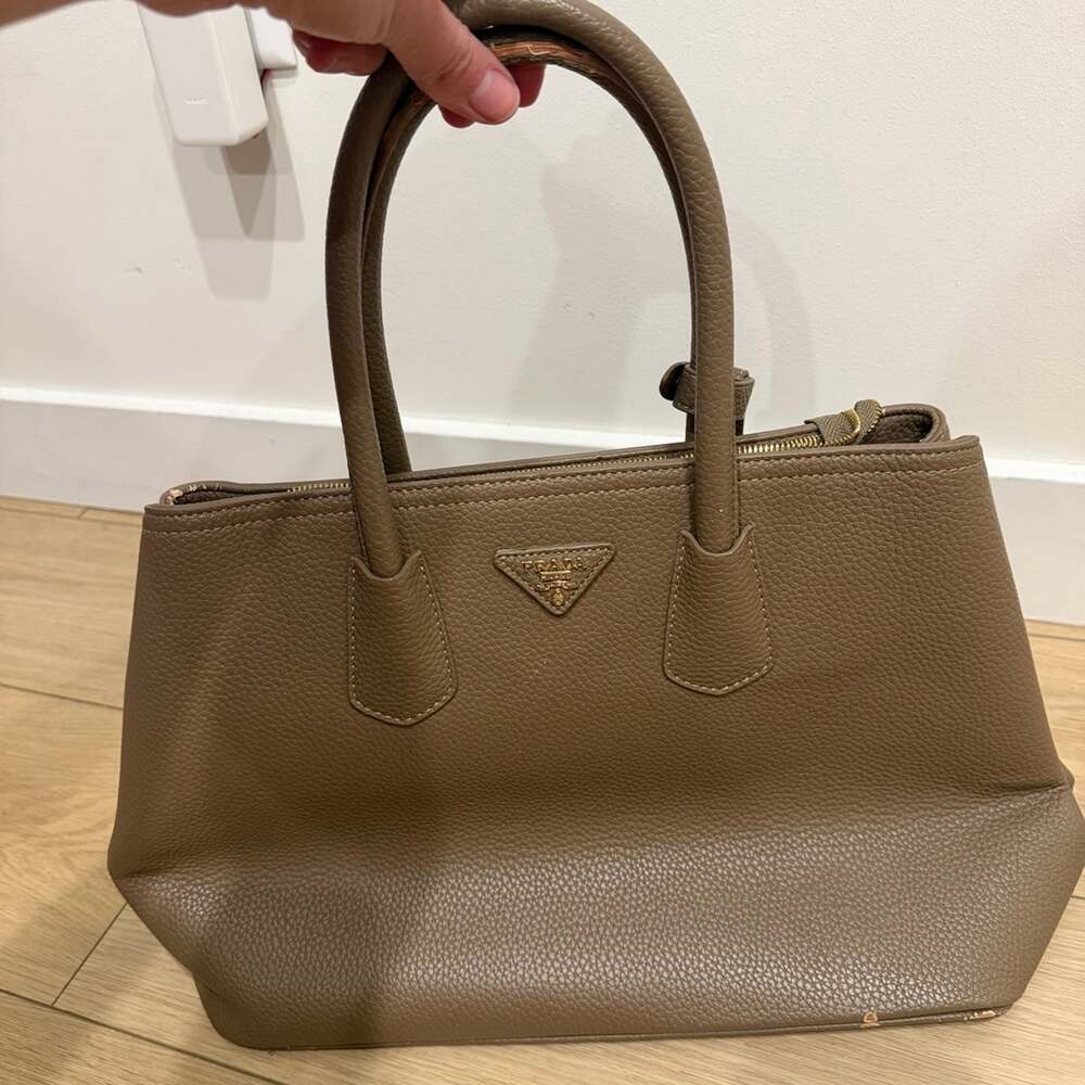 Prada Pebbled Leather Satchel Handbag